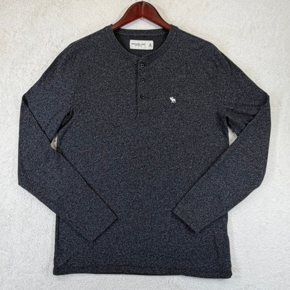 Abercrombie & Fitch Mens Soft AF Henley Shirt‎ Charcoal Gray Long Sleeve Medium